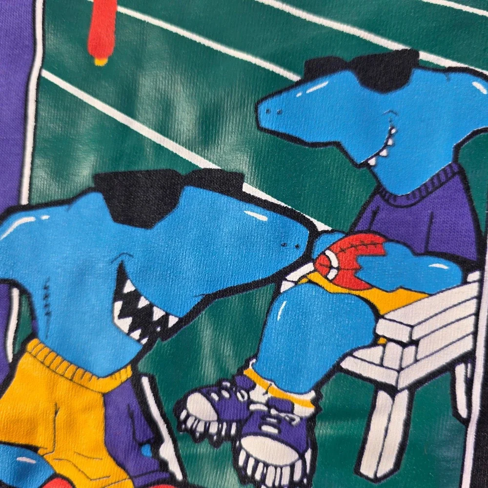 Vintage Buster Brown Kids Size 7 Time-Out Football Shark Shirt Color Block USA